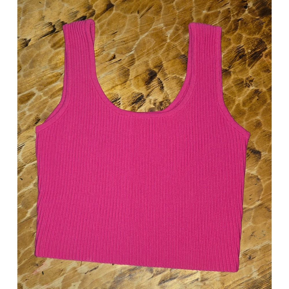 Altar'd State Pink Ribbed Knit Sweater Tank Top Scoop Neck Crop Size M